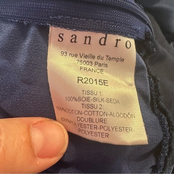 Sandro Blue Silk Tiered Dress 3 - Picture 5 of 6